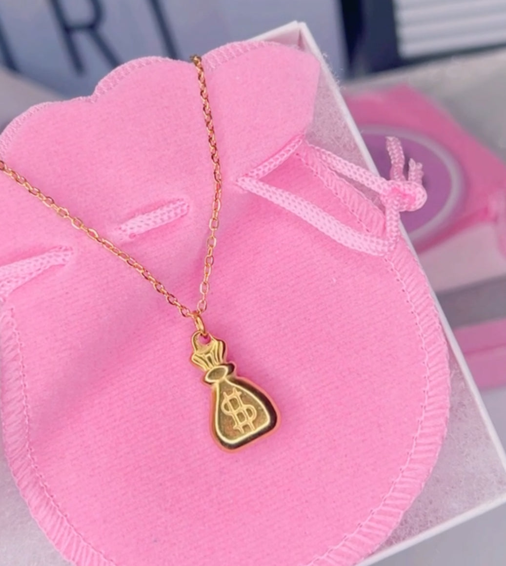 Solid money bag necklace