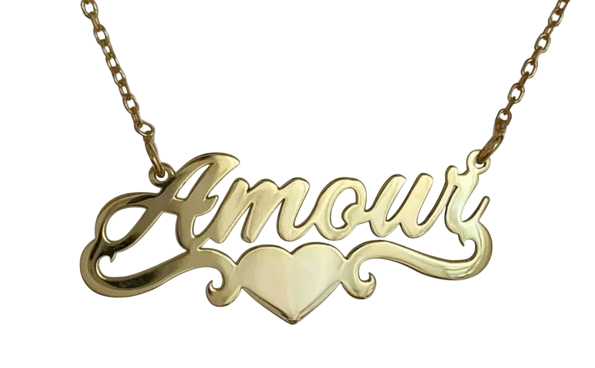 Swirl heart nameplate