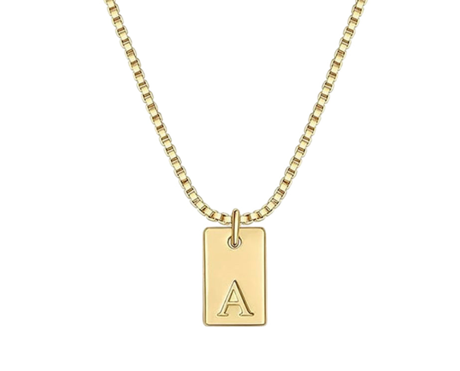 Initial tag necklace