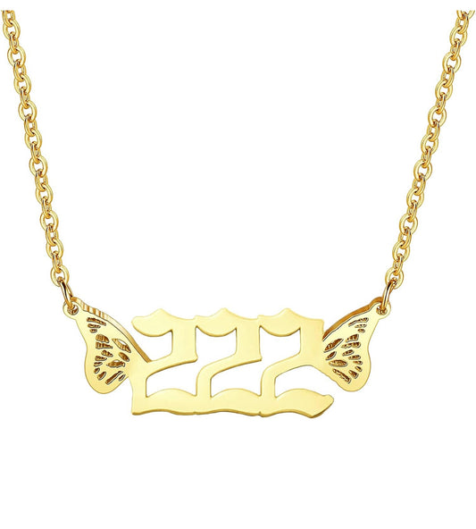 Angel number wings necklace