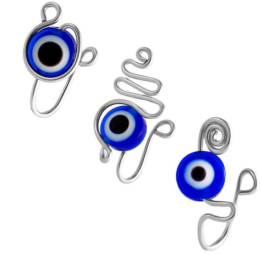 Silver evil eye nose cuff